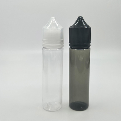 بطری قطره خالی 60 میلی لیتری بطری پلاستیکی شفاف سیاه و سفید درجه مواد غذایی PET