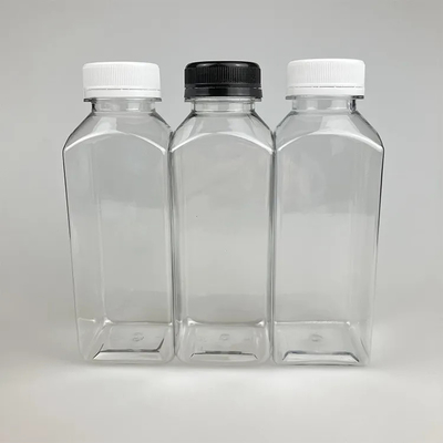 بطری آبمیوه 250 میلی لیتر 350 میلی لیتر 500 میلی لیتر بدون BPA شکل مربع خالی پلاستیکی بطری نوشیدنی PET برای بسته بندی آبمیوه
