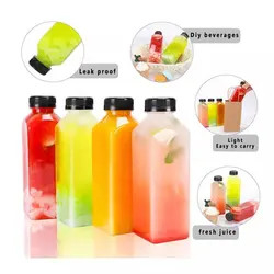 بطری آبمیوه 250 میلی لیتر 350 میلی لیتر 500 میلی لیتر بدون BPA شکل مربع خالی پلاستیکی بطری نوشیدنی PET برای بسته بندی آبمیوه
