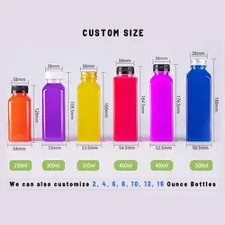 عمده فروشی بطری آبمیوه پلاستیکی 250ml 350ml 500ml بطری مربع پلاستیکی یکبار مصرف برای حیوانات خانگی