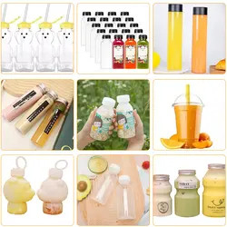 بطری آبمیوه 250 میلی لیتر 350 میلی لیتر 500 میلی لیتر بدون BPA شکل مربع خالی پلاستیکی بطری نوشیدنی PET برای بسته بندی آبمیوه
