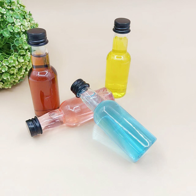 200 میلی لیتر شیشه ای شفاف دور و خالی پلاستیکی مشروب شراب ویسکی وودکا بطری تکیلا با کاپ