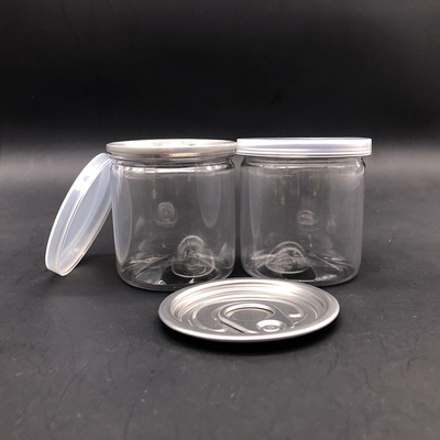 قوطی های پپ درجه غذایی قوطی های پلاستیکی شفاف PET با قطر 80mm 300# آلومینیوم آسان باز