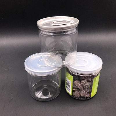 قوطی های پپ درجه غذایی قوطی های پلاستیکی شفاف PET با قطر 80mm 300# آلومینیوم آسان باز
