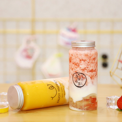 بطری های مدرن چای شیر با دستگیره شفاف PET پلاستیکی رنگ قابل تنظیم