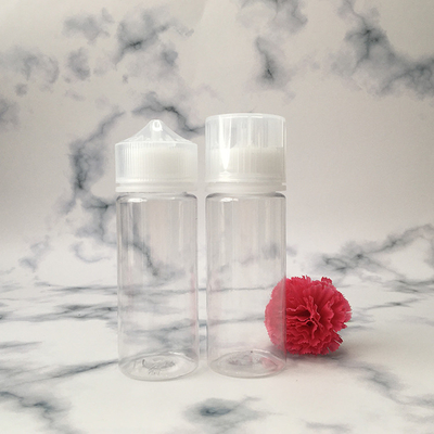 E بطری مایع گرد PET بسته بندی متنوع گردن ضد بچه شفاف 10ml - 100ml اندازه