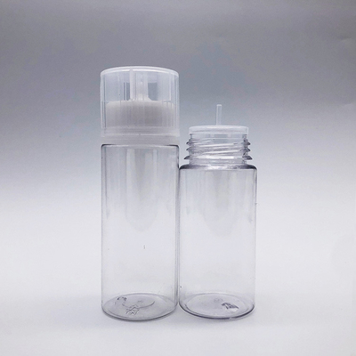 E بطری مایع گرد PET بسته بندی متنوع گردن ضد بچه شفاف 10ml - 100ml اندازه