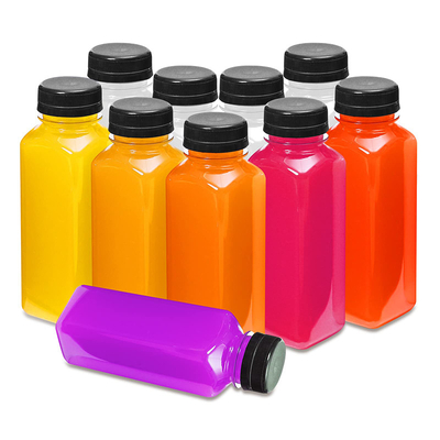 بطری های پلاستیکی مربع دور چای شیر با دستگیره روشن 120ml 250ml 350ml ظرفیت 500ml