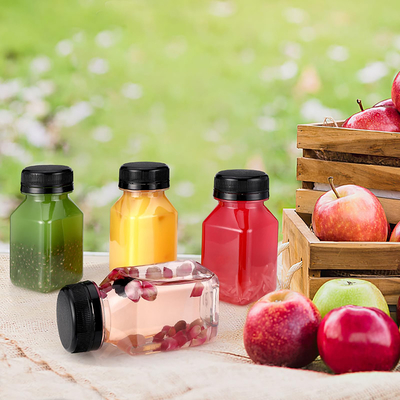 بطری های پلاستیکی ضد نشت چای شیر مربع شکل گرد 120ml-500ml ظرفیت