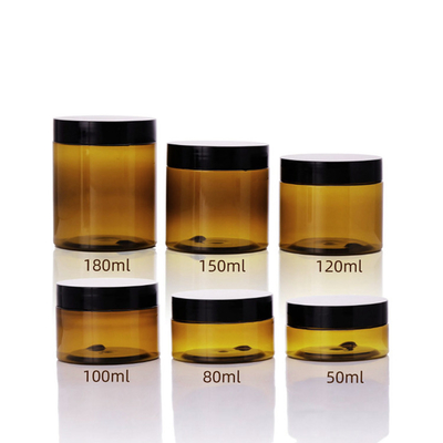 بطری های پلاستیکی شفاف با پوشش 4 اونس پوشش سیاه شفاف 50g 100g 150g 200g حیوان خانگی 8 اونس بطری های پلاستیکی آرایشی برای کرم