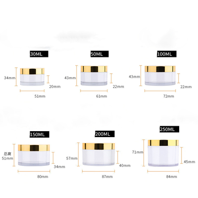 10ml-150ml شیشه کریمی دور پلاستیکی شفاف با گاز حساس به فشار