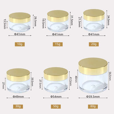 10ml-150ml شیشه کریمی دور پلاستیکی شفاف با گاز حساس به فشار