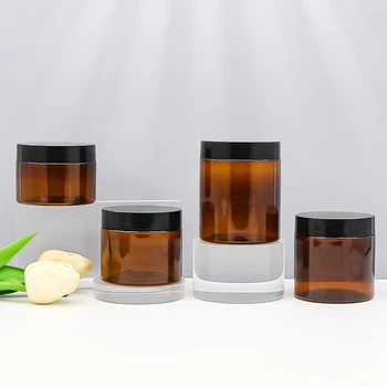 بطری های پلاستیکی PET 1 اونس 2 اونس 4 اونس 6 اونس 8 اونس 12 اونس 16 اونس بطری های پلاستیکی با دهان وسیع شفاف با پوشش آلومینیومی