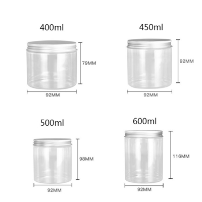 بطری های PET مواد غذایی پلاستیکی سفید 4 اونس 8 اونس 300 میلی لیتر 500 میلی لیتر شکل گرد خالی کرم چشم صورت ظرف کرم 16 اونس