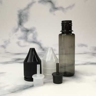 بطری قطره ای مایع PET 18 میلی متری با اندازه گردن / بطری های مایع E با کاپ ضد بچه