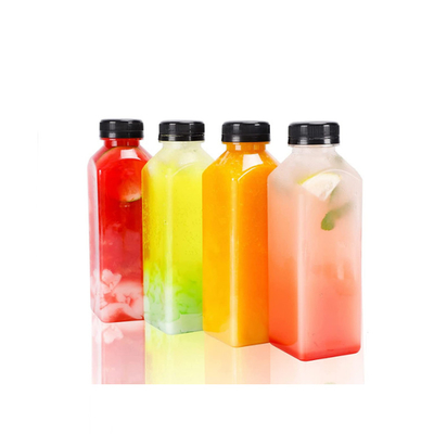 طراحی جدید بطری پلاستیکی حیوانات خانگی مربع آب میوه عمده فروشی بطری آب میوه پلاستیکی بطری های آب میوه پلاستیکی شفاف موجود در انبار