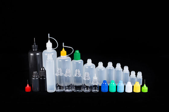 بطری‌های کوچک مشکی شفاف برای مایعات با حجم 10 میلی‌لیتر، 15 میلی‌لیتر، 30 میلی‌لیتر، 60 میلی‌لیتر، 80 میلی‌لیتر و 100 میلی‌لیتر