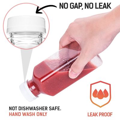 بطری آبمیوه مربعی بدون BPA با درپوش پیچی و آبمیوه طعم دار و بطری آبمیوه پلاستیکی ضد نشت سازگار با محیط زیست