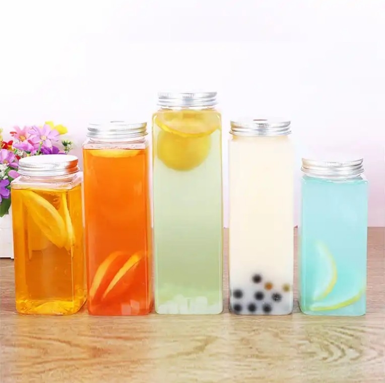 بطری های چای شیر معلق مربع گرد با دسته 0.5 کیلو گرمی پیچ بر روی کاپ