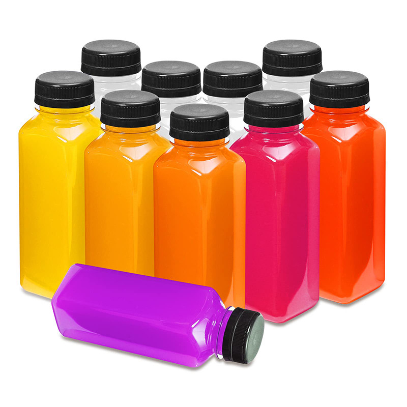 بطری های پلاستیکی مربع دور چای شیر با دستگیره روشن 120ml 250ml 350ml ظرفیت 500ml