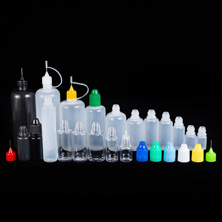 بطری‌های کوچک مشکی شفاف برای مایعات با حجم 10 میلی‌لیتر، 15 میلی‌لیتر، 30 میلی‌لیتر، 60 میلی‌لیتر، 80 میلی‌لیتر و 100 میلی‌لیتر